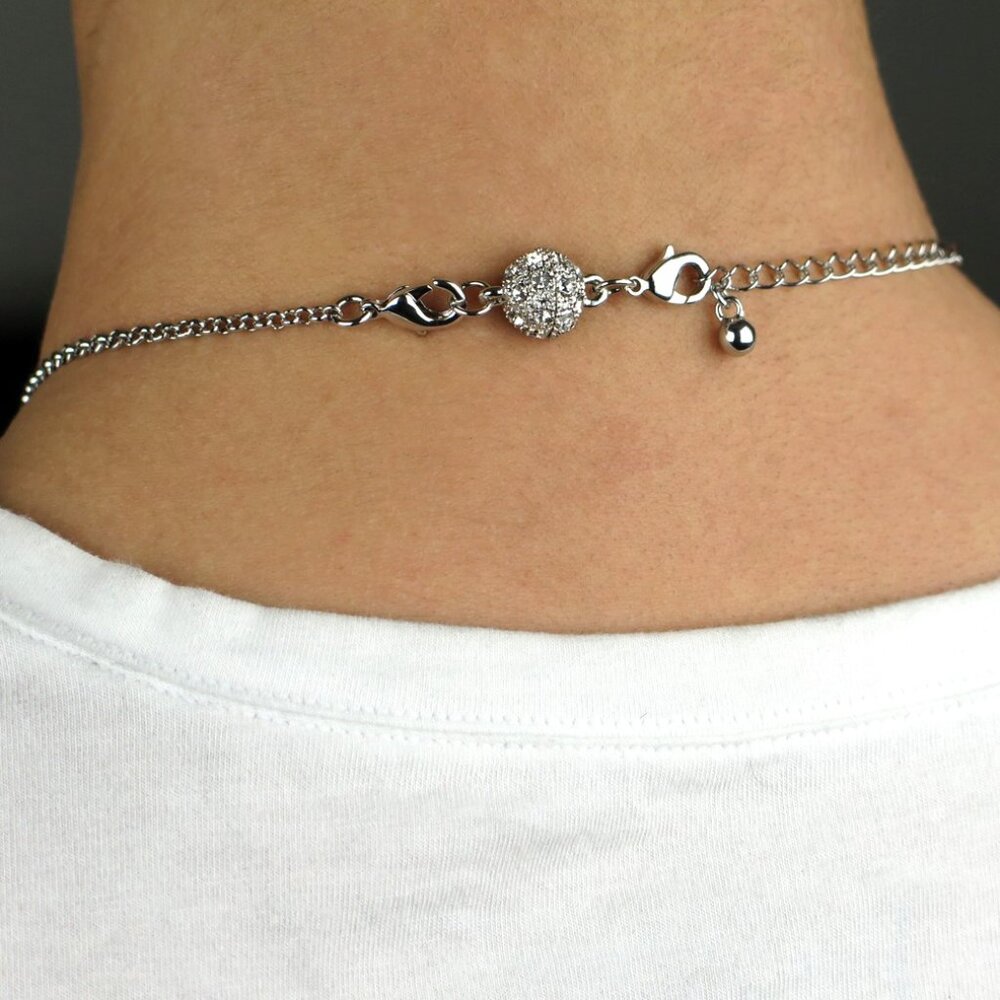 Magnetic Clasps Necklace -NEW- Set of 8 Rhinestone - Ball - Silver & Goldtone